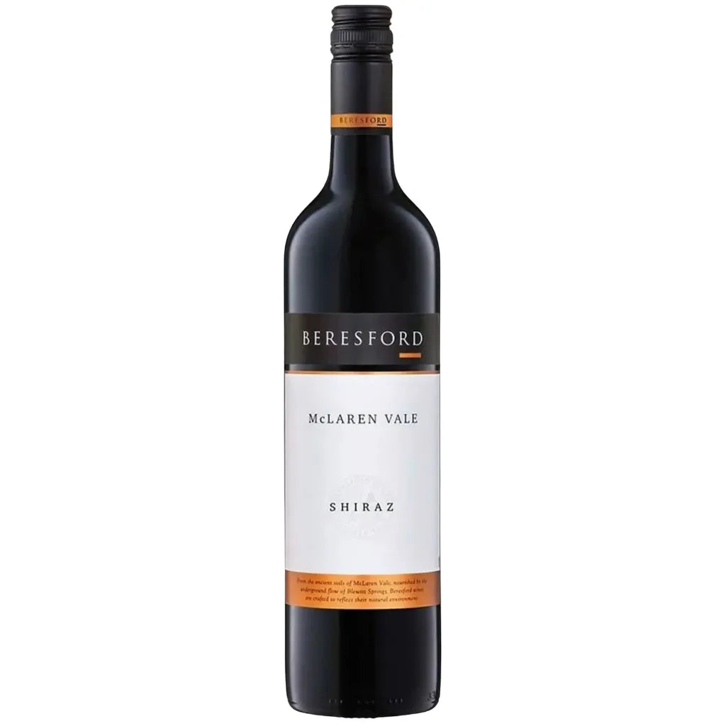 Beresford McLaren Vale Shiraz wine bottle on a white background