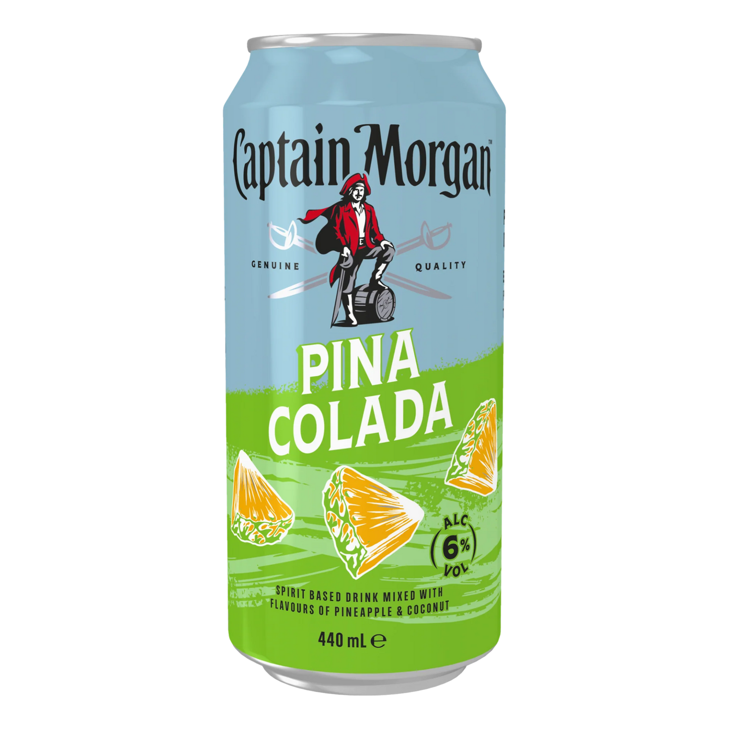 Can of Captain Morgan Pina Colada on a white background