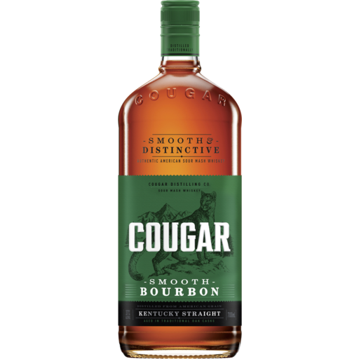 Bottle of Cougar Smooth Bourbon on a white background