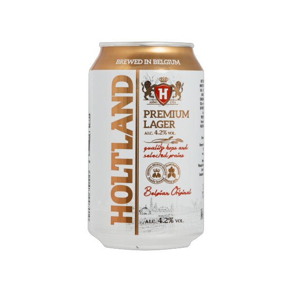Holtland Premium Lager beer can on a white background