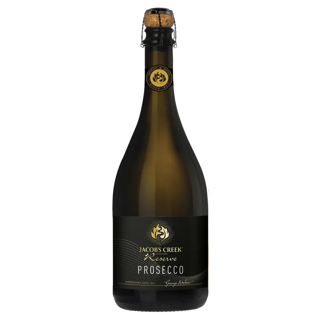 Bottle of Jacob's Creek Reserve Prosecco on a white background