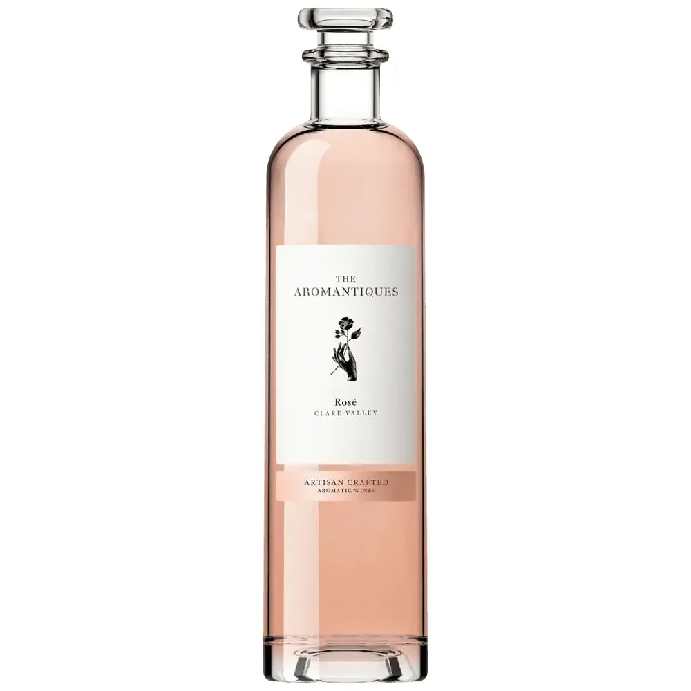 Bottle of 'The Aromantiques' Rosé wine on a white background