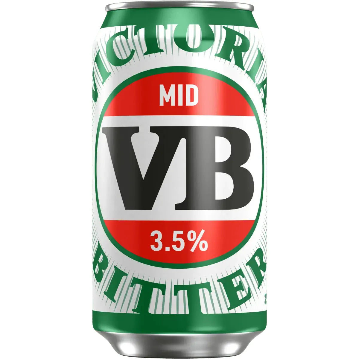Can of VB Bitter with green, red, and white design