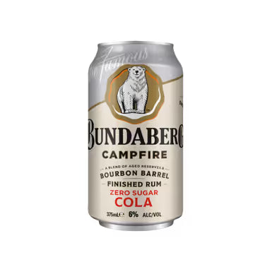 Bundaberg Campfire Rum Cola can on a gray background