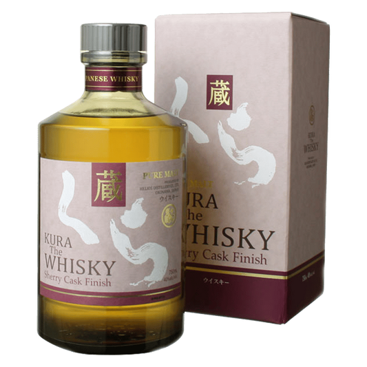 Kura The Whisky Sherry Cask Finish bottle and packaging, showcasing the elegant design and rich amber color of this Japanese whisky, which is matured in Oloroso sherry casks. Available at Bathirst Liquor