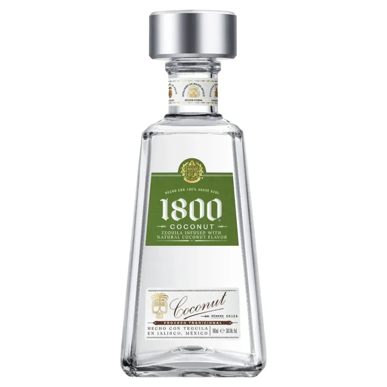 1800 Coconut tequila bottle on a white background