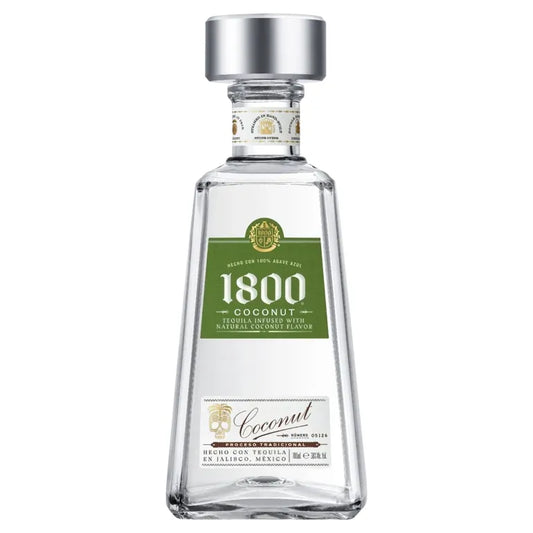 1800 Coconut tequila bottle on a white background