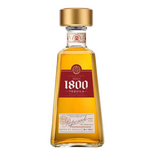 1800 Tequila bottle with gold cap on a white background