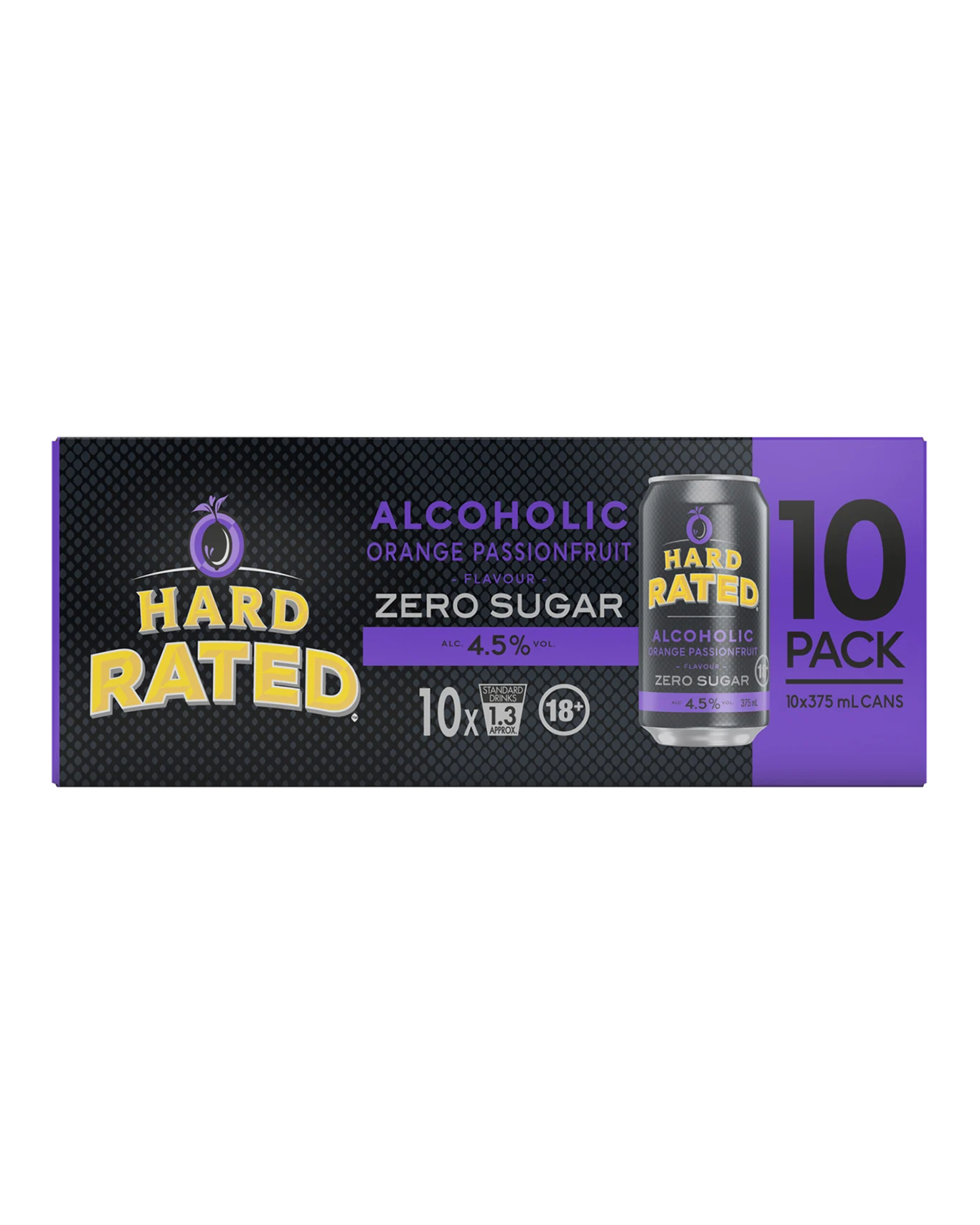 Hard Rated Orange Passionfruit Zero Sugar 4.5% 375mL Cans 10 Pack