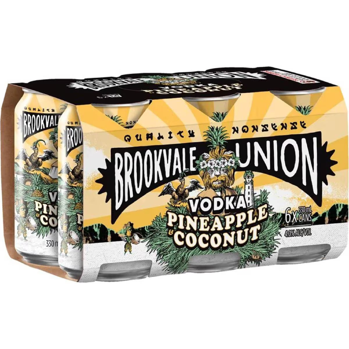 Brookvale Union Vodka Pineapple Coconut Cans 6 x 330ml (6 Pack)