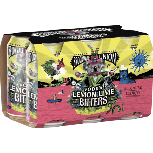 Brookvale Union Vodka Lemon Lime Bitters Cans 6 x 330ml (6 Pack)