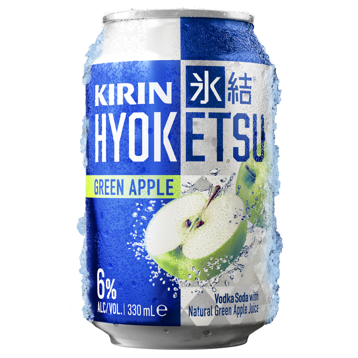 Can of Kirin Hyoketsu Green Apple Vodka Soda on a white background