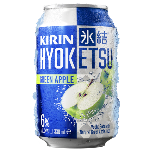 Can of Kirin Hyoketsu Green Apple Vodka Soda on a white background