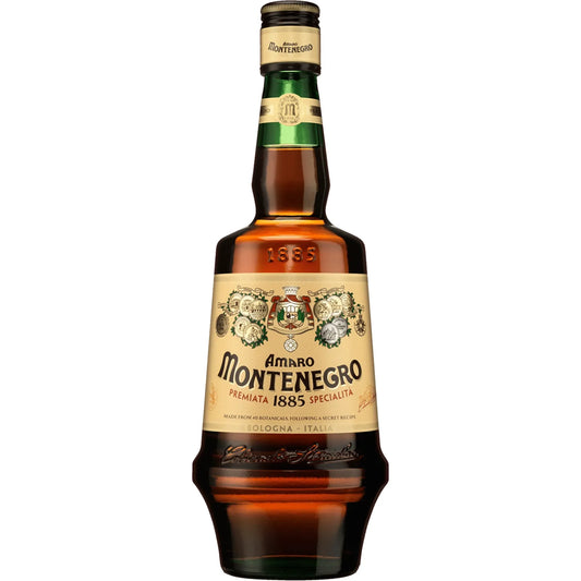 Bottle of Amaro Montenegro on a white background