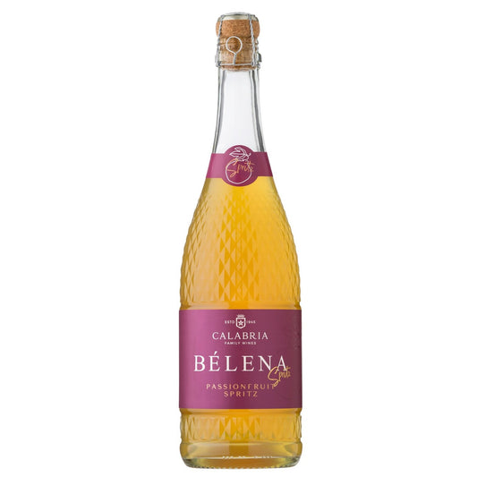 Bottle of Belena Spitz with a purple label on a white background