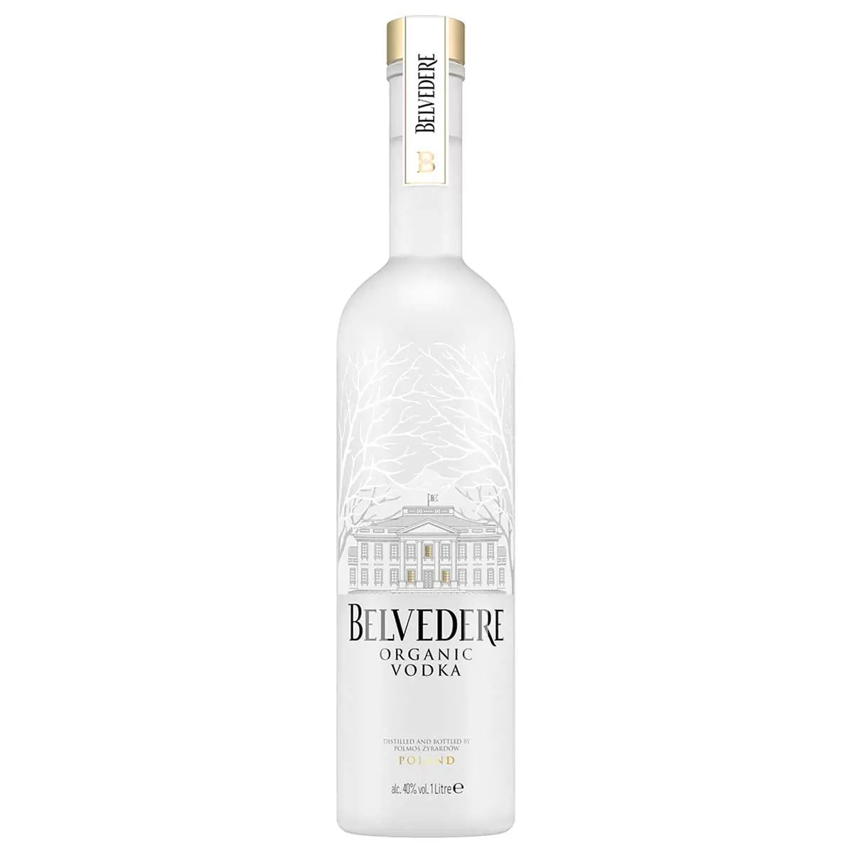 Belvedere Organic Vodka bottle on a white background