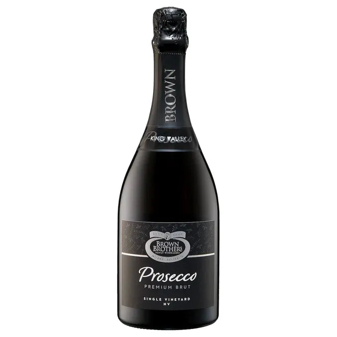 Bottle of Brown Brothers Prosecco on a white background