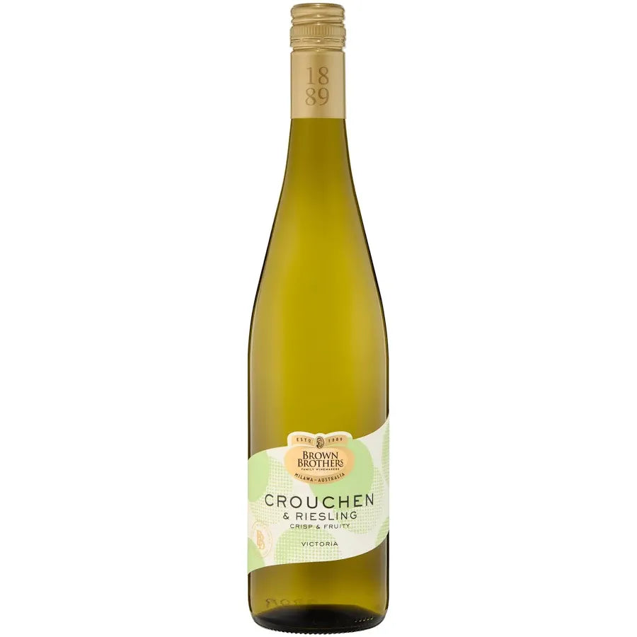 White wine bottle with a label on a white background