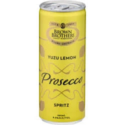 Can of Brown Brothers Yuzu Lemon Prosecco Spritz on a white background