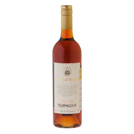 Bottle of Topaque wine on a white background