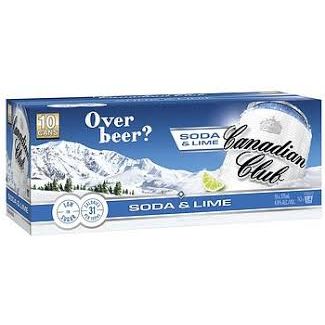 Canadian Club Soda & Lime packaging with mountain and tree design