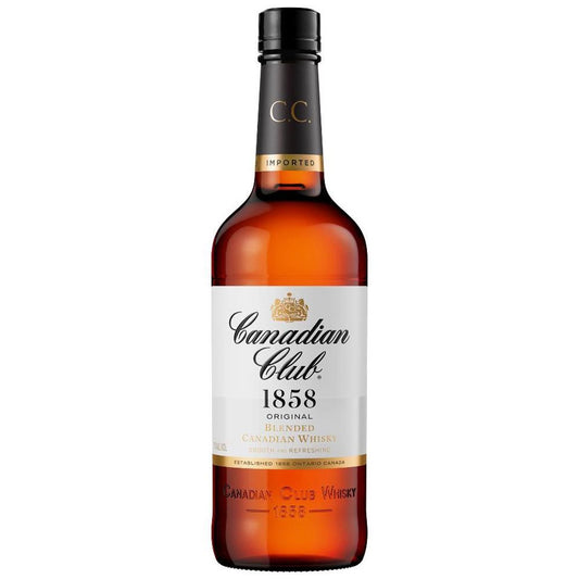 Canadian Club whiskey bottle on a white background