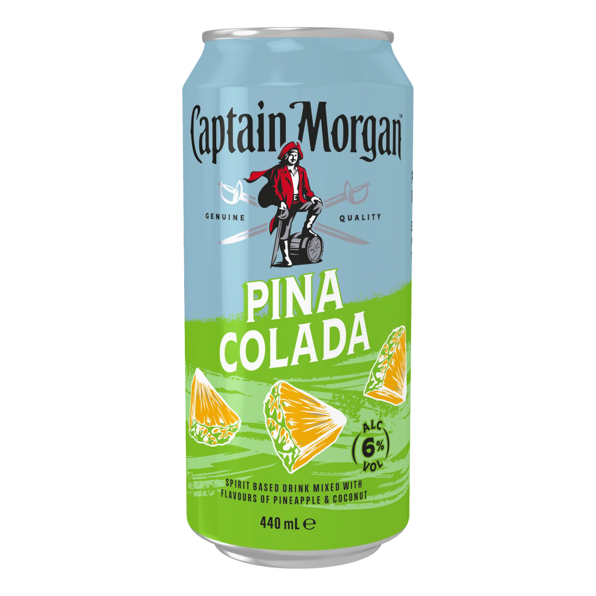 Can of Captain Morgan Pina Colada on a white background