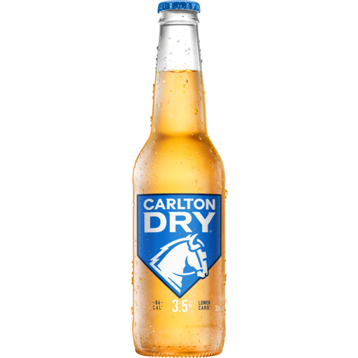 Carlton Dry beer bottle on a white background