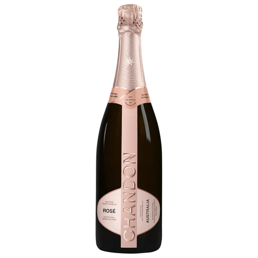 Bottle of Chandon Rose sparkling wine on a white background