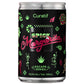 A silver aluminum can of Curatif Spicy Margarita from the Escape Series, featuring a black label decorated with neon green and pink illustrations of skeletons, flowers, and a lime slice.