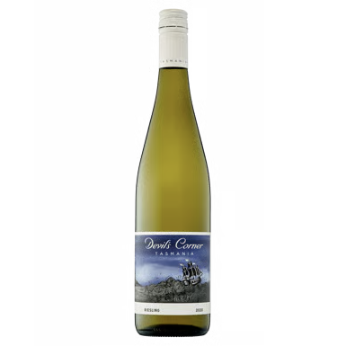 Wine bottle with a label on a gray background