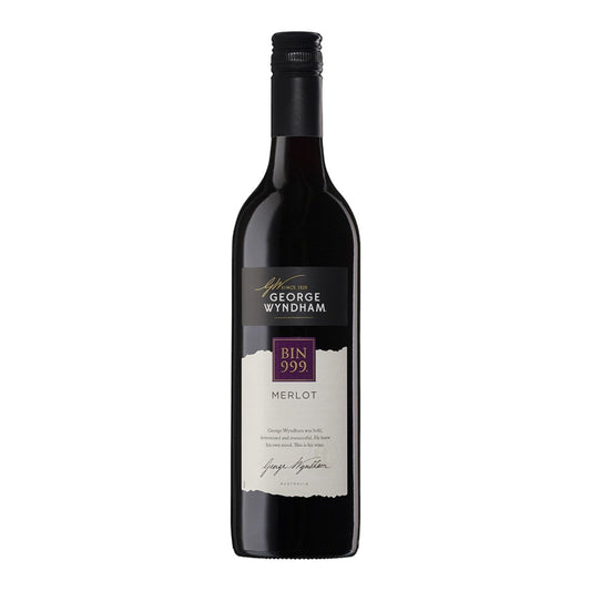 Wine bottle with George Wyndham label on a white background