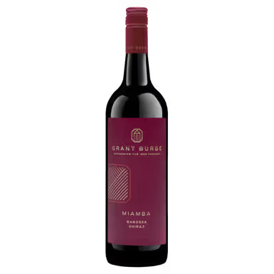 Wine bottle with a purple label on a black background