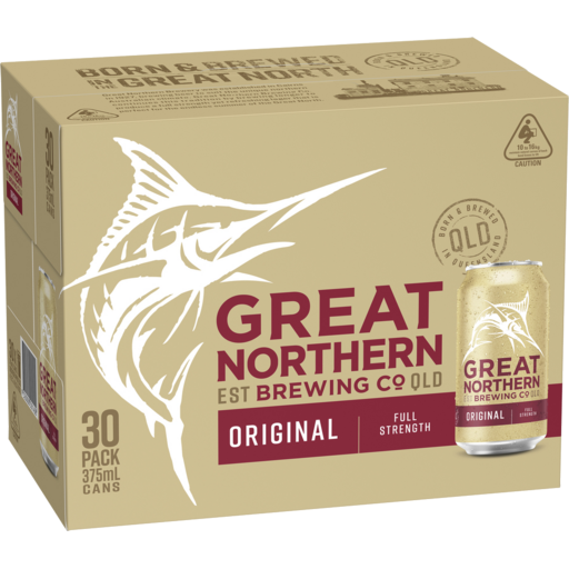 Box of Great Northern Brewing Co beer with a can on a beige background