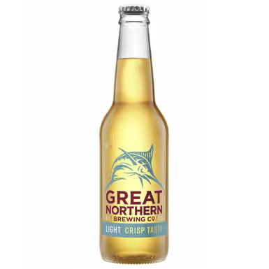 Great Northern Brewing Co. beer bottle on a beige background