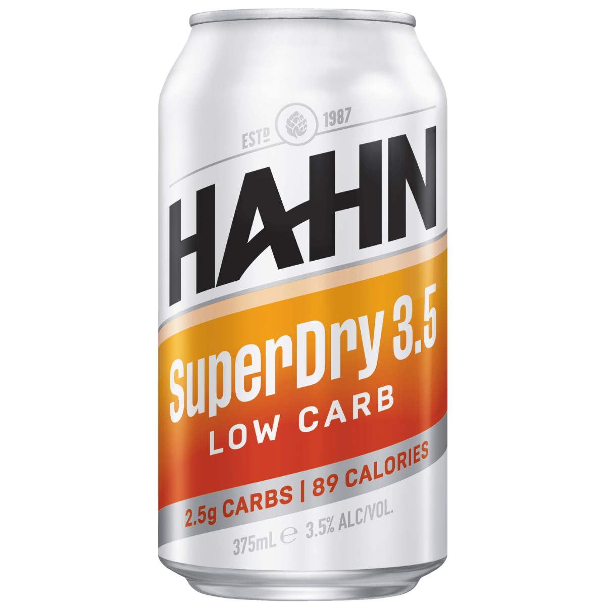 Hahn SuperDry 3.5 low carb can on a white background