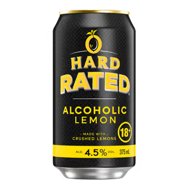 Hard Rated Alcoholic Lemon can on a white background