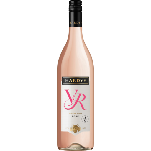 Bottle of Hardys YR Rosé wine on a white background