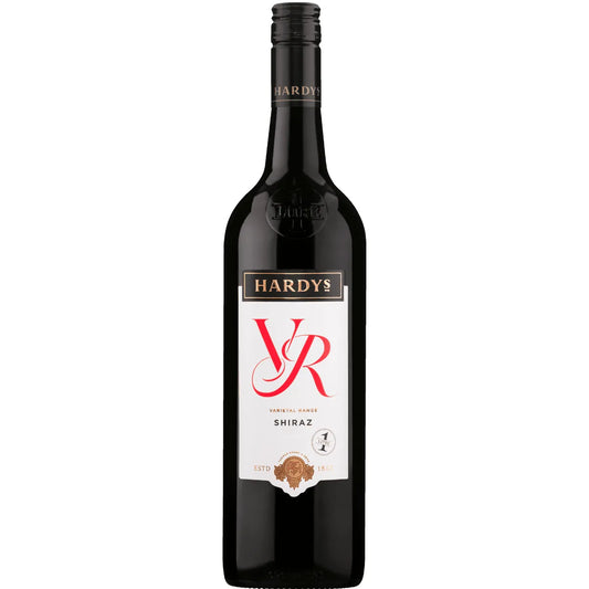 Hardys Shiraz wine bottle on a white background