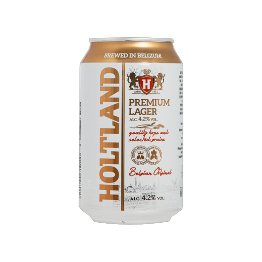 Holtland Premium Lager beer can on a white background