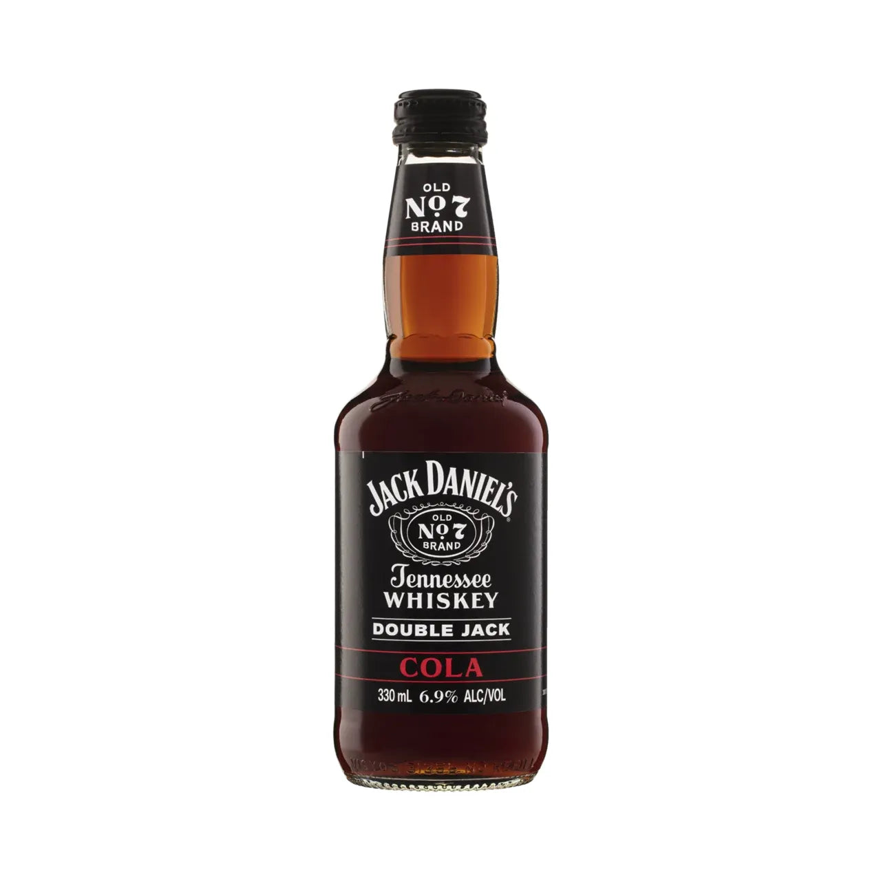 Jack Daniel's Tennessee Whiskey Double Jack Cola bottle on a white background