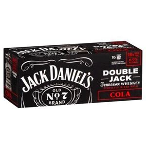 Jack Daniel's Double Jack Tennessee Whiskey and Cola packaging on a white background