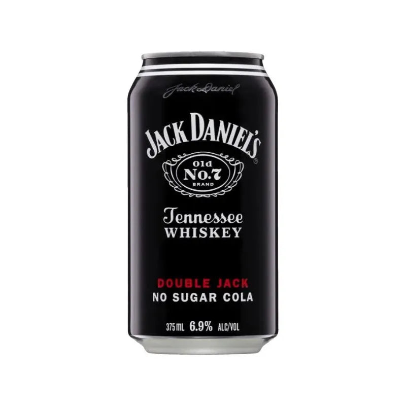 Jack Daniel's Tennessee Whiskey Double Jack no sugar cola can on a white background