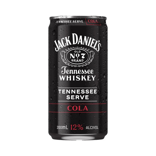 Jack Daniel's Tennessee Whiskey Tennessee Serve Cola can on a white background
