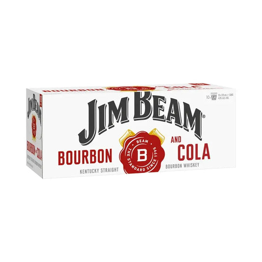 Jim Beam Bourbon and Cola packaging on a white background