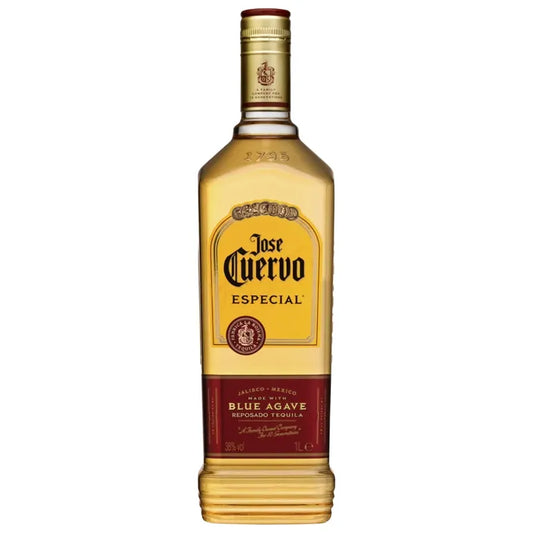 Jose Cuervo Especial tequila bottle on a white background