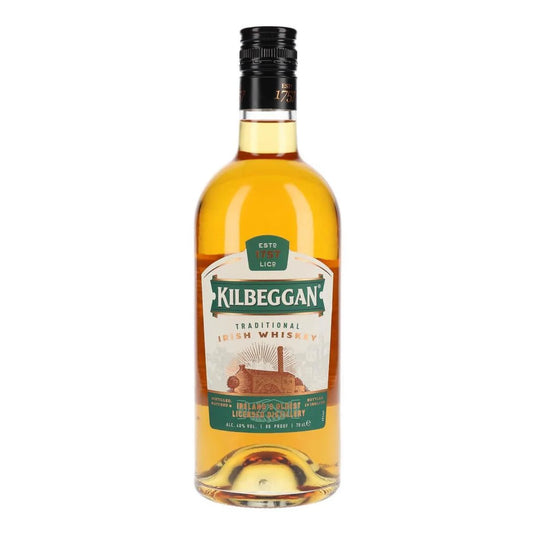 Kilbeggan whiskey bottle on a white background