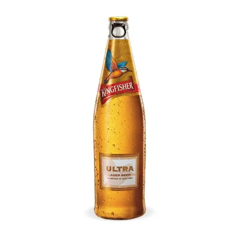 Kingfisher Ultra beer bottle on a white background