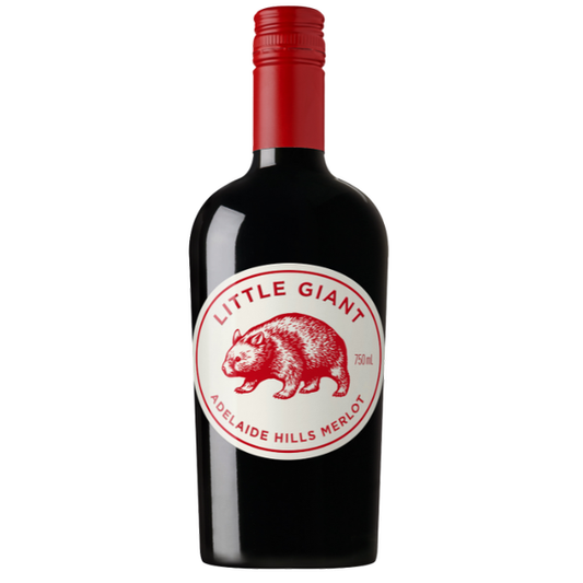 Wine bottle with 'Little Giant' label on a white background