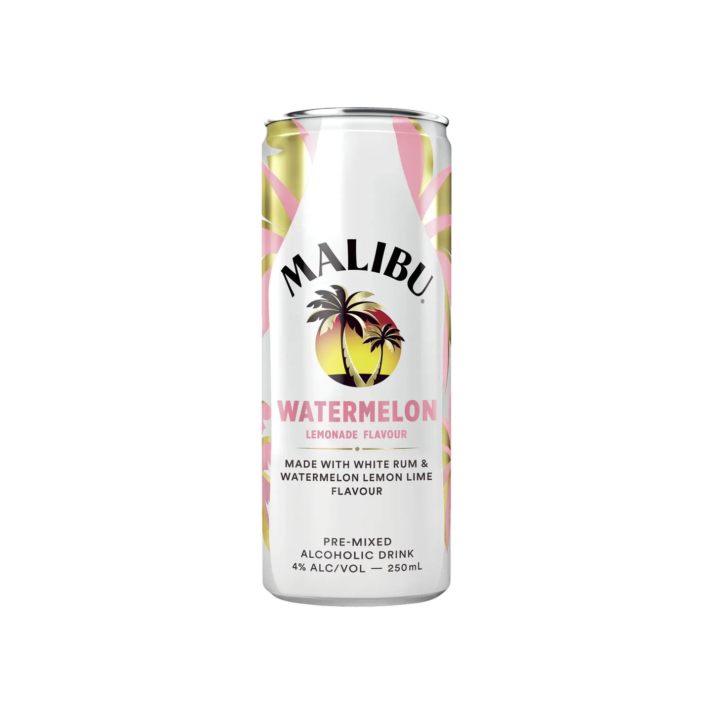 Malibu Watermelon lemonade flavor can on a white background